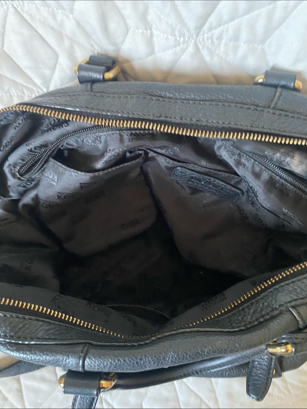 Michael Kors Black Leather Satchel with Gold Accents - Picture 4 of 4